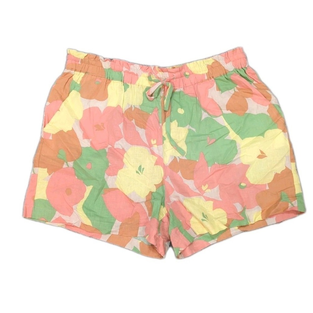 Sanctuary Women's XL Floral Shorts Elastic Tie Waist 4" Inseam Pockets Tropical